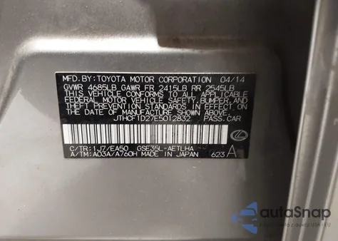 2014 Lexus Is 250 from USA, damaged, VIN JTHCF1D27E5012832